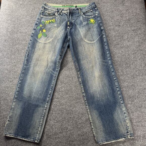 Rare Y2K Vintage LRG Double Sided Embroidered Jeans Grass Roots Men’s Size 36x32 - Picture 6 of 12